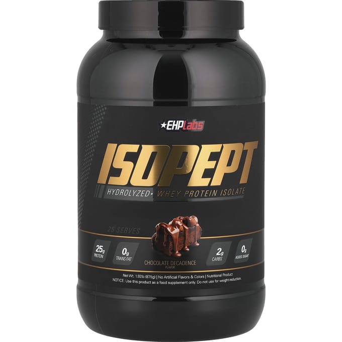 EHPlabs, IsoPept, Gehydrolyseerd Whey Eiwit Isolaat, Chocolate Decadence, 1.92 lb (875 g)