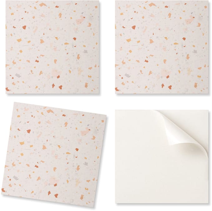 Set vinyl wandtegels met abstract terrazzopatroon, 20x20x20 cm