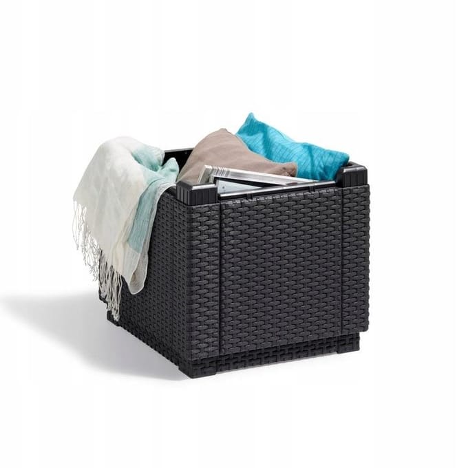 Keter - Cube Tuinstoel met Kussen - 42 x 42 x 39 cm Bruin/beige
