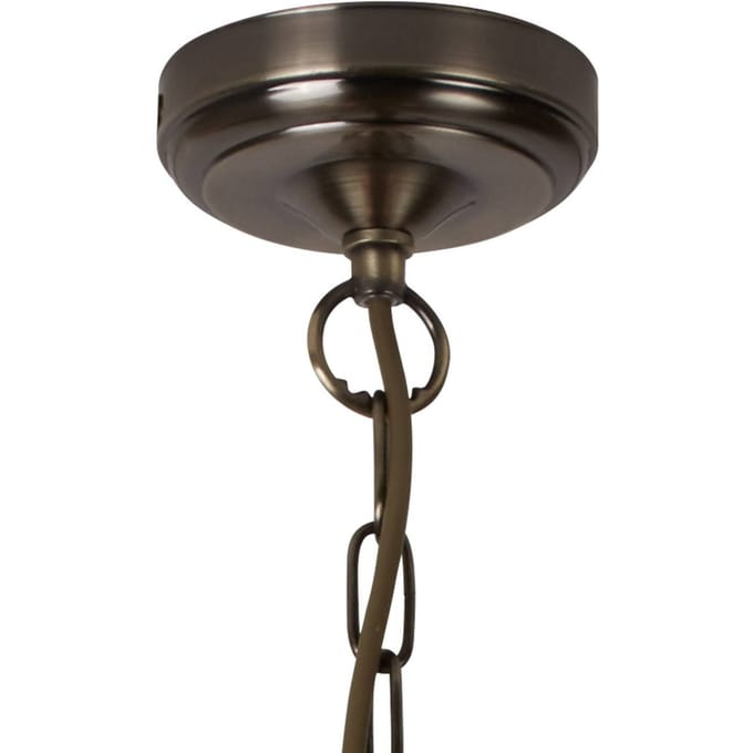 Searchlight Hanglamp Bistro II, 3-lamps rond, oudmessing