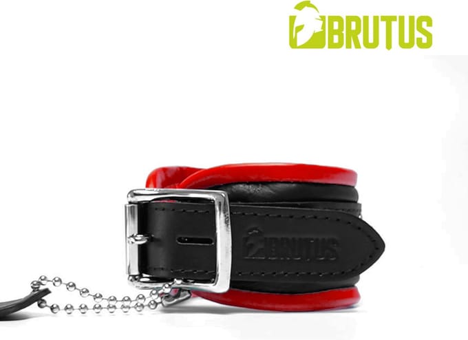 BRUTUS LEATHER - Leren Enkelboeien- Zwart/Rood