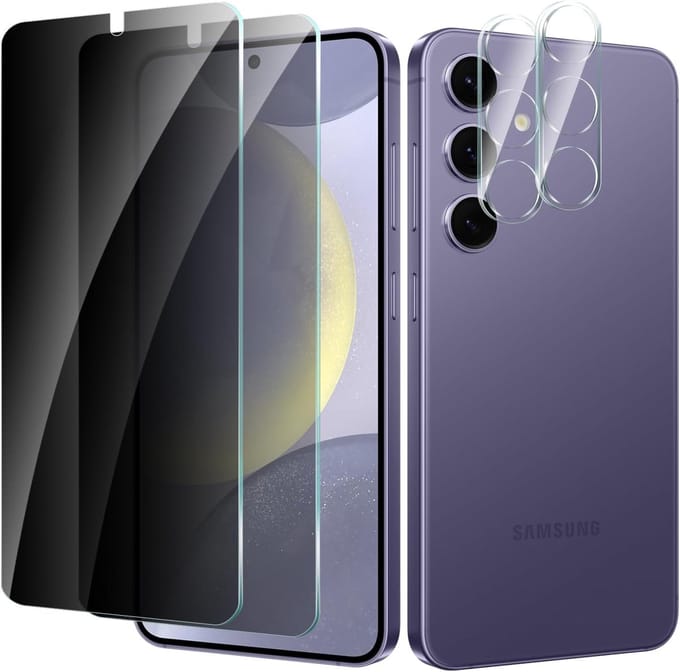 2x Privacy Tempered Glass Screenprotector Anti-Spy - 2x Camera Lens Protector - Geschikt voor: Samsung Galaxy S25 Plus - 4 Pack