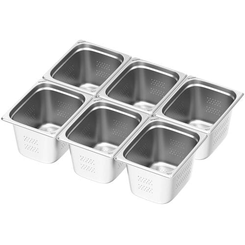 GGM Gastro (6 stuks) RVS GN-bak GN 1/2 - geperforeerd - hoogte: 200 mm zilver