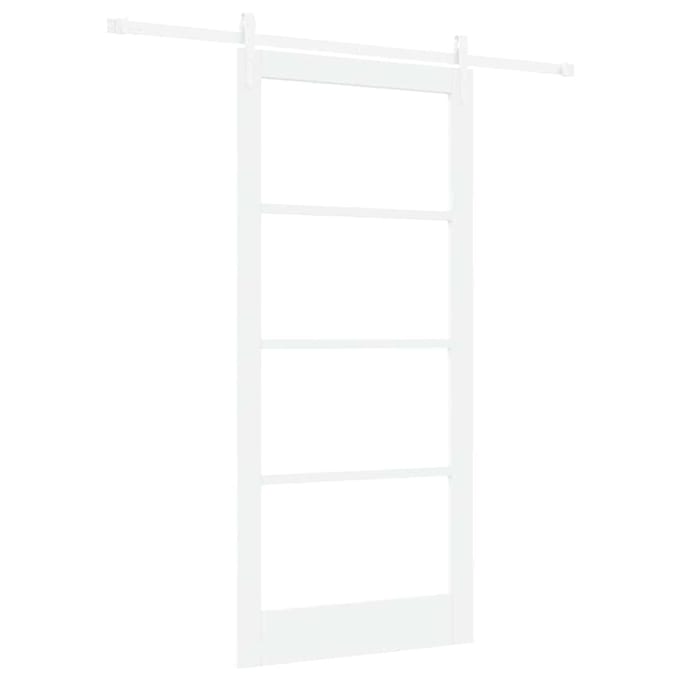 vidaXL - Schuifdeur - 93 - x - 202 - cm - Massief - grenenhout - en - glas - Wit