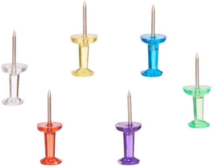 Pincello Punaises/pushpins - 60x - fluor transparant - voor prikbord/memobord