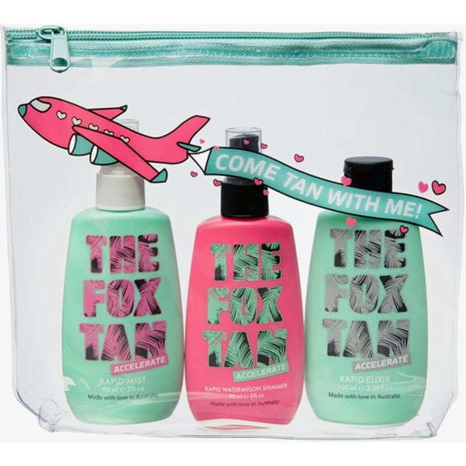 The Fox Tan Jet-Setter Trio: Rapid Elixir, Mist & Watermelon Shimmer 390 Zonnecrème