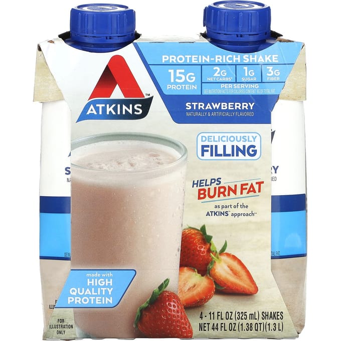 Atkins | Protein Shake | Strawberry | 4 Stuks | 4 x 325ml