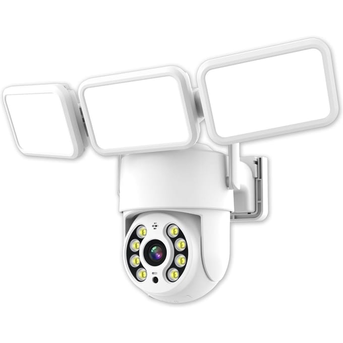 Caméra Moniteur Sans Fil 2K avec Lumière d'Appoint 3MP Support Mural Caméra WiFi Intelligente Étanche IP66 Couleur US Plug