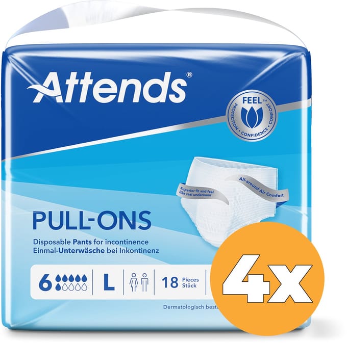 4x Attends Pull-Ons 6 Maat L (18 stuks)