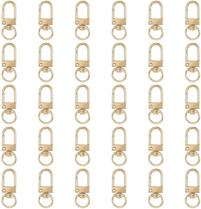 Dailygoods- Karabijnhaak Goud - 30 Stuks - Sleutelhanger - Kreeftgesp - D-ring - 360° Draaibare Sluiting - Zinklegering 3,2 x 1,2 cm