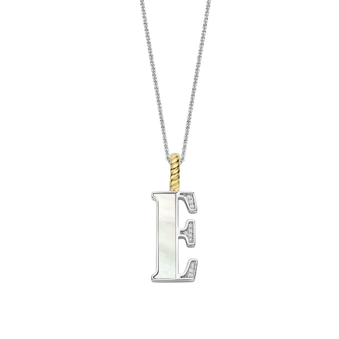 TI SENTO Dames Hanger - 925 zilver - Letter E - Parelmoer - 6840MW_E