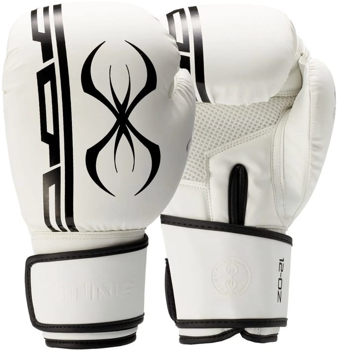 STING Bokshandschoen ARMAPLUS | klittenband | Wit / Zwart (Maat: 14OZ)
