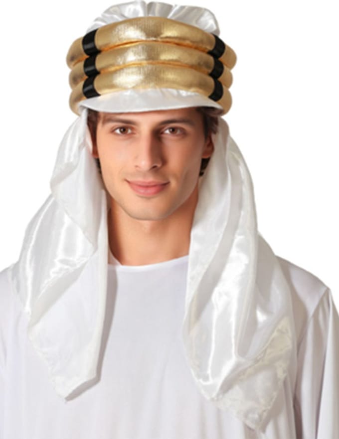 ATOSA - Volwassene wit met gouden Arabische sultan hoed