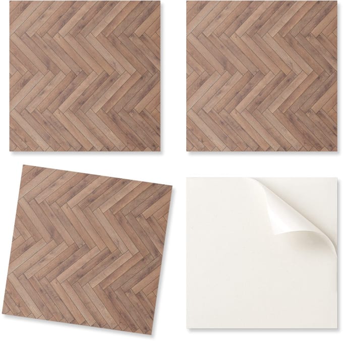 Decoratieve vinyl vloertegels met visgraatpatroon 9x30x30 cm