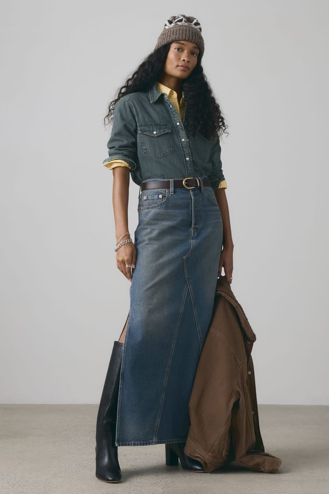 Levi's Long Icon Skirt Blue Größe: W27 | Maxiröcke Outlet | Damen | Blau
