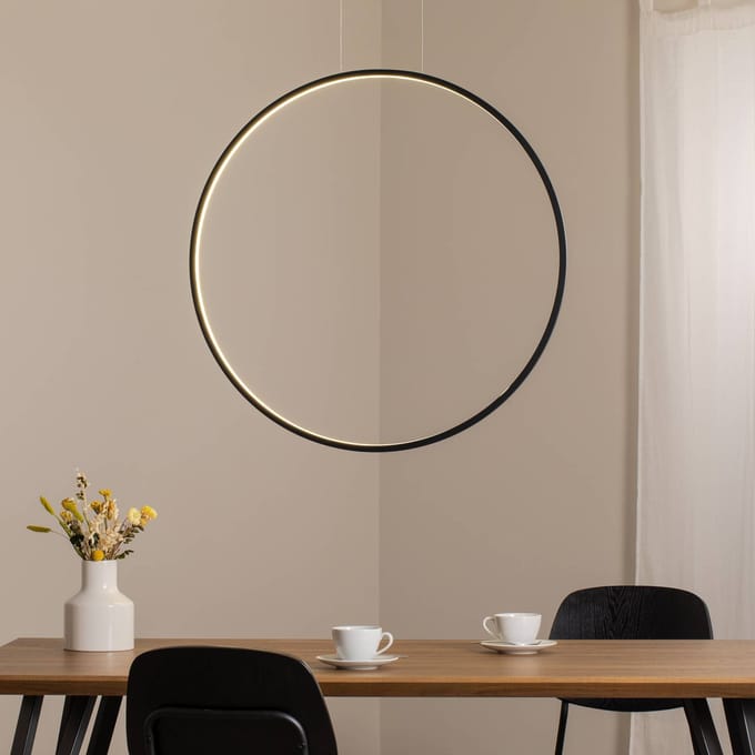 Milagro Lighting LED hanglamp Saturno verticaal, zwart, Ø 80 cm, metaal