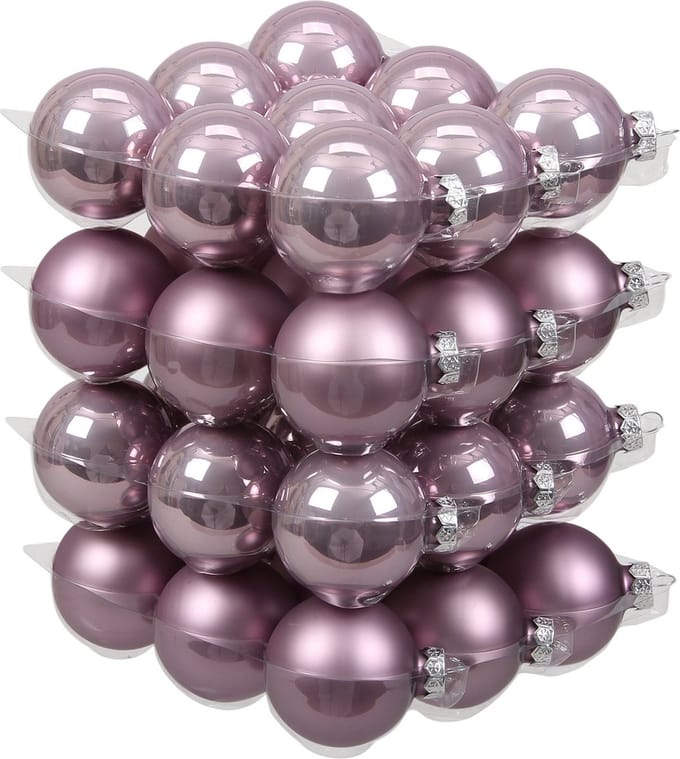 Othmar Decorations Kerstballen - 36x st - salie paars/lichtpaars - 6 cm - glas - mat/glans