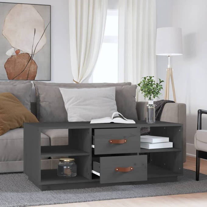 vidaXL - Salontafel - 100x50x41 - cm - massief - grenenhout - grijs