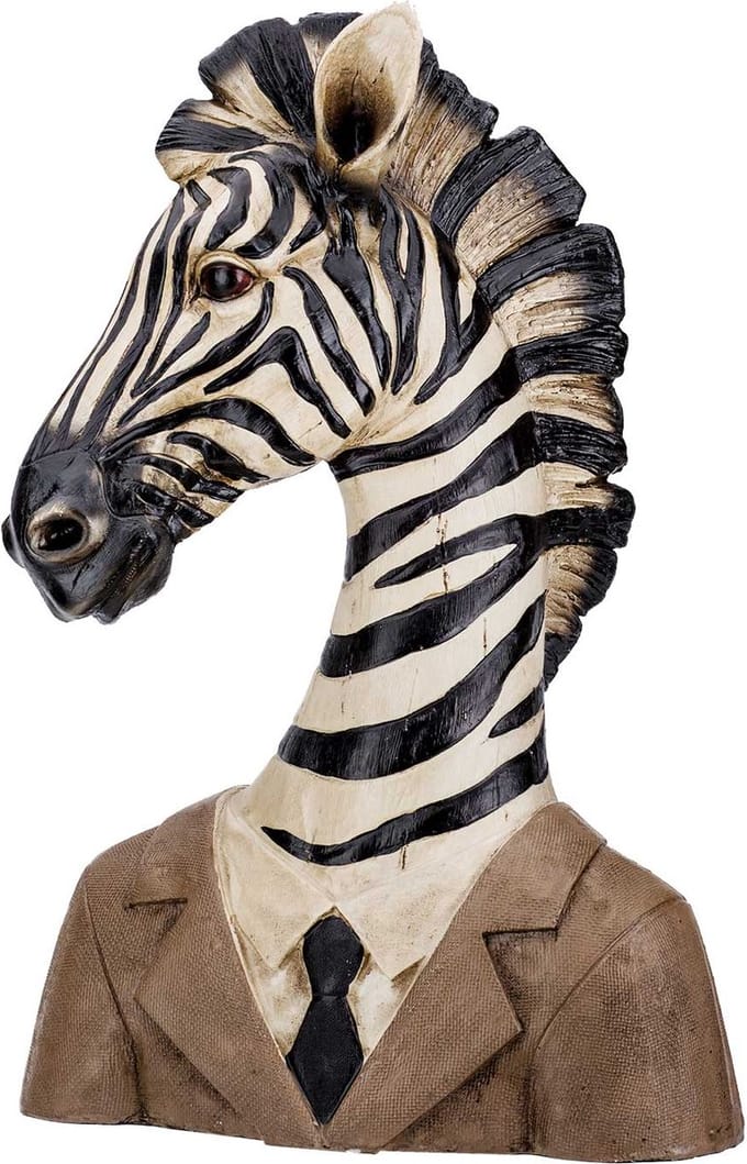 Cosy @ Home Zebra Buste Bruin 18x27xh39cm Polyresin