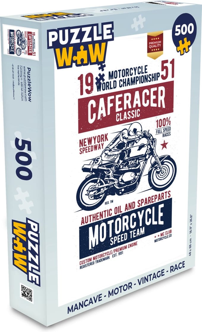Puzzel Mancave - Motor - Vintage - Race - Legpuzzel - Puzzel 500 stukjes