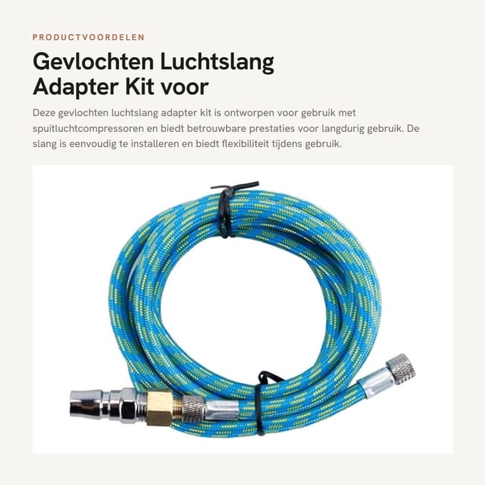 Dailygoods - Gevlochten Luchtslang Adapter Kit voor Airbrush
