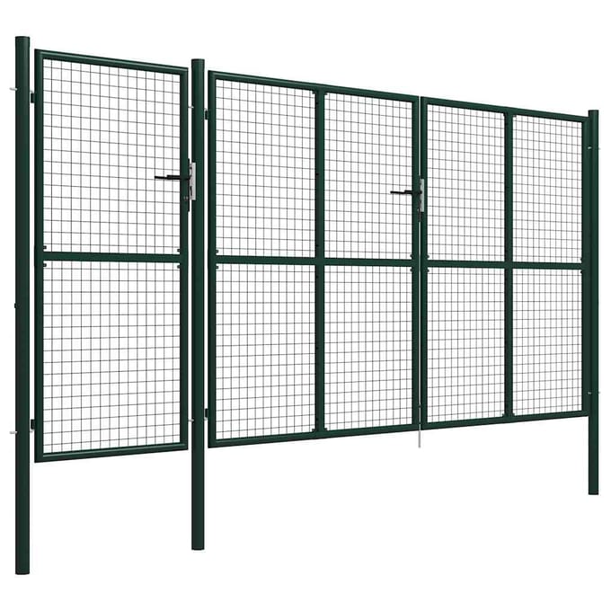 vidaXL - Tuinpoort - staal - 400x200 - cm - groen