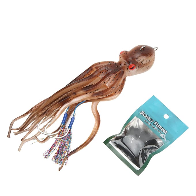 Appâts de pêche réalistes Poulpe Appâts Poulpe Jet d'encre Appâts de pêche Bateau à voile 180g brown