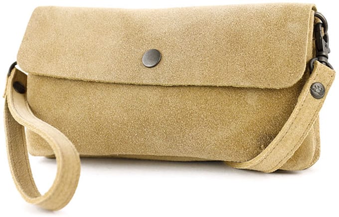 Bear Design Lydia Suede Leren Clutch Mini Schoudertasje - Bisquit