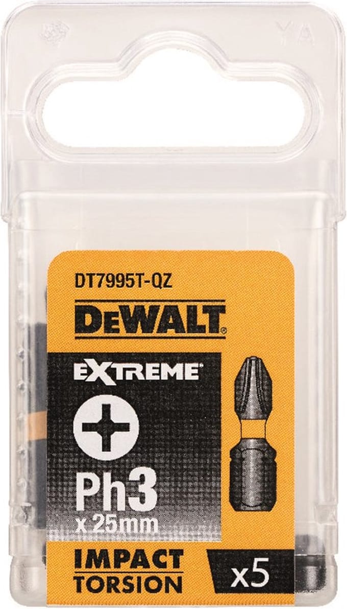 Dewalt Schroefbits - Extreme Impact Torsion - Phillips Ph3 Impact - 25mm - 5 Stuks