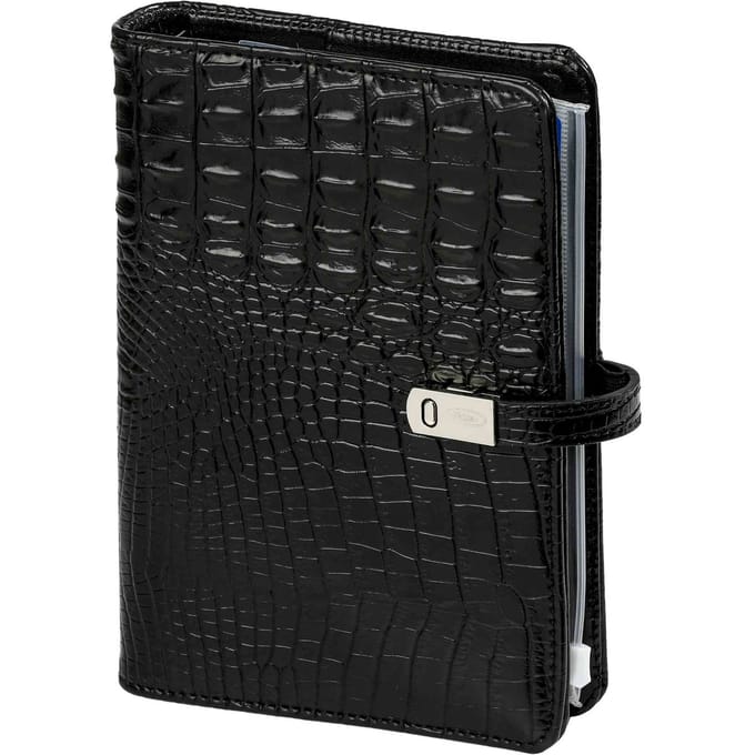 1111-03 Personal organizer aligator zwart 1 week per 2 paginas 2026-2027-2028