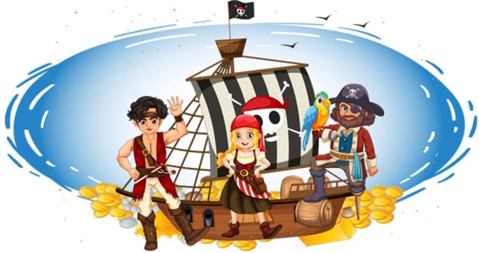 Piratenschip Spandoek 50x100cm