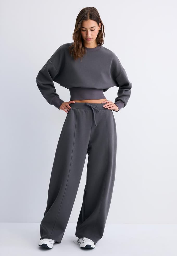 Stradivarius Wide-leg barrel joggingbroek  Donkergrijs XL