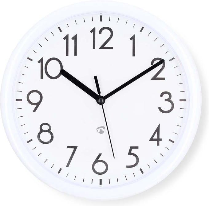 Nedis Wandklok – 22 cm – Kunststof – Klassiek Ontwerp – Wit