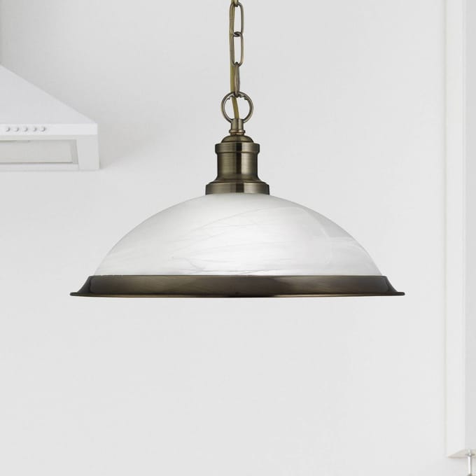 Searchlight Glazen hanglamp Bistro in glanzend goud