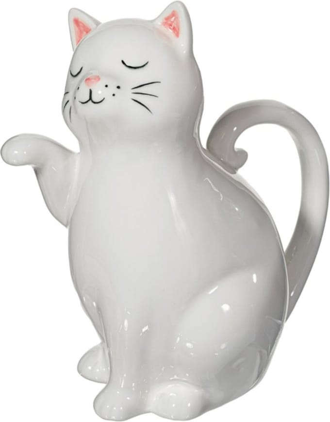 Witte Kat aardewerken gieter - Sass & Belle