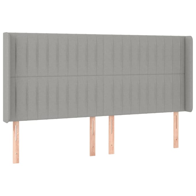 vidaXL - Hoofdbord - LED - 203x16x118/128 - cm - stof - lichtgrijs