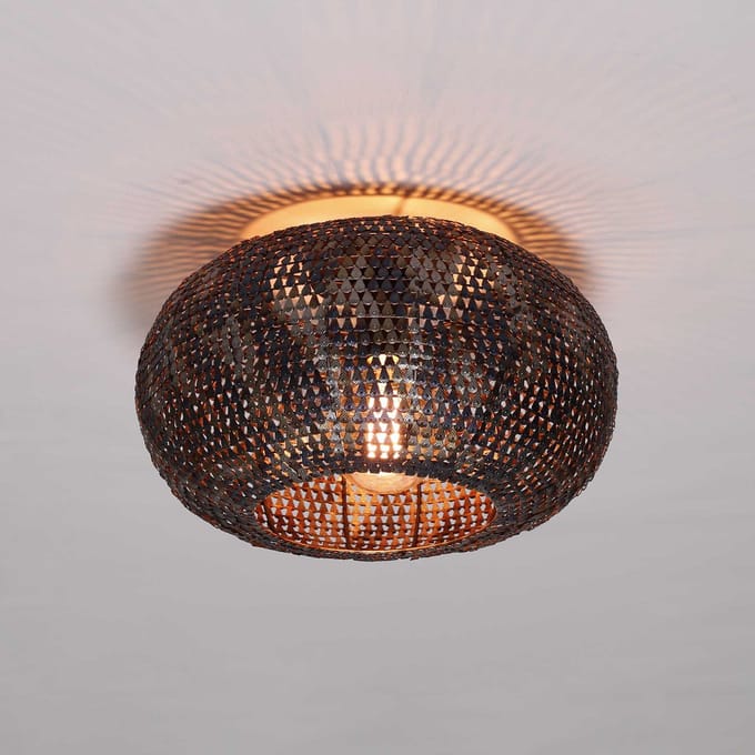 Plafondlamp Alfie metaal zwart bruin