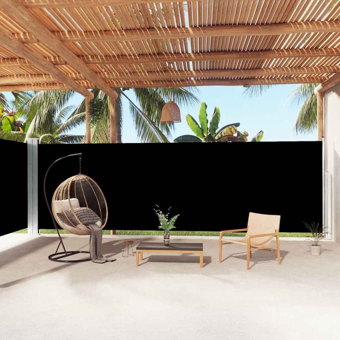 vidaXL - Windscherm - uittrekbaar - 200x1000 - cm - zwart