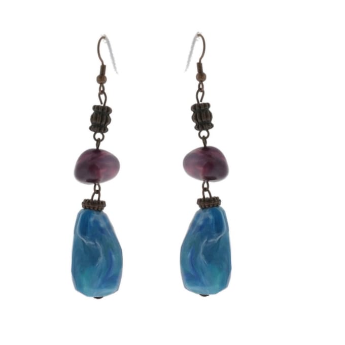 Behave - Oorbellen - Oorhangers - Blauw Paars - Boho Chic Look - 8 cm
