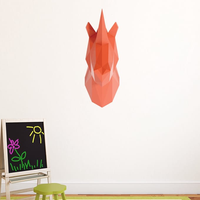 3D origami sticker roze eenhoorn 50 x 20 cm