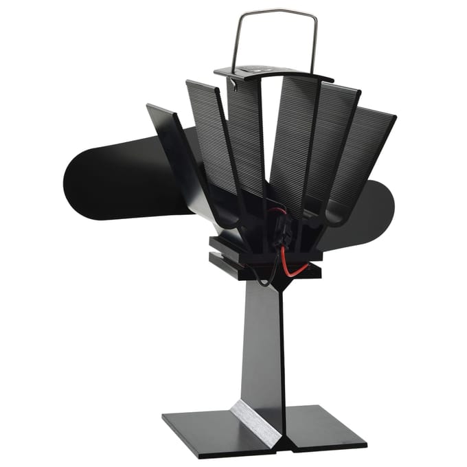 vidaXL Kachelventilator met 2 vinnen zwart