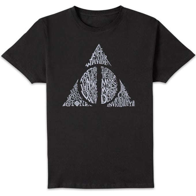 Harry Potter Deathly Hallows Text t-shirt - Zwart - M