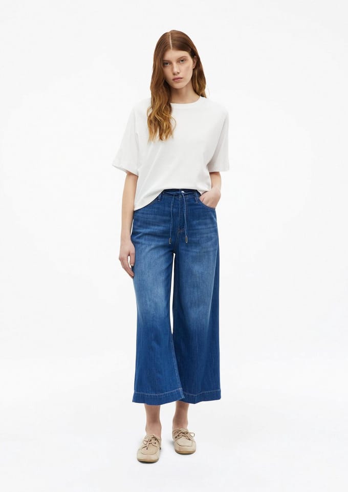 s.Oliver - female - Suri culotte jeans / regular fit / high rise / wijde pijp / in linnenmix