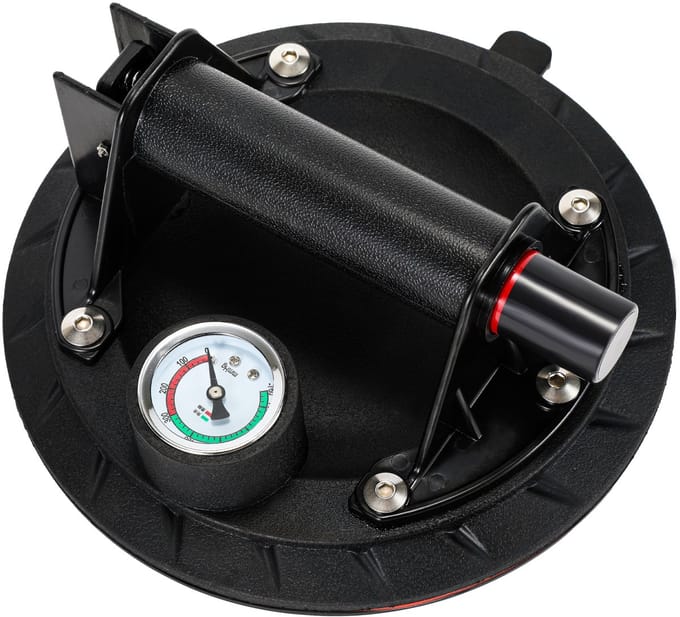 Zuignap Vacuümheffer Zuignappen voor glas voor tegels in ABS max. hefvermogen glas 110kg met manometer
