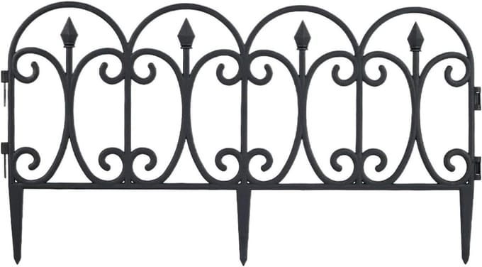 Tuinranden Hek - Bloembed Afscheiding - Tuin Decoratie - Weerbestendig Ontwerp - 58 x 23 cm - Zwart