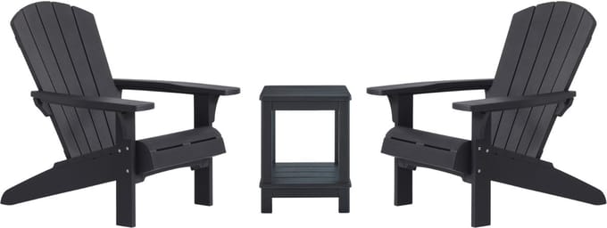 Keter Troy Adirondack Tuinstoelen + Deluxe bijzettafel - Grafiet