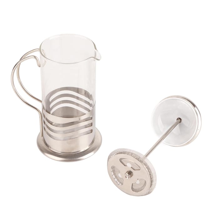 Roestvrij Staal Glas Cafetière Franse Filter Thee Koffie Pot Pers Plunjer white
