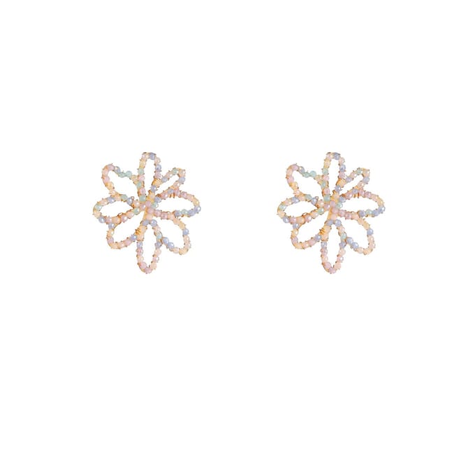 Go Dutch Label Oorknoppen Big Flower Stud Sky Blue