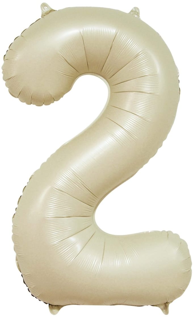 Folieballon 34″ cijfer 2 – Crème