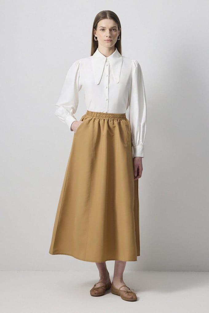 Touché Privé - Geweven rok met elastische taille - Camel - Dames